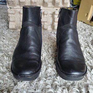 Fly London Yago black leather wedge boots, size 37